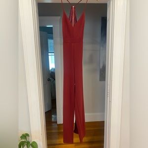 Maroon Lace Back Jumpsuit